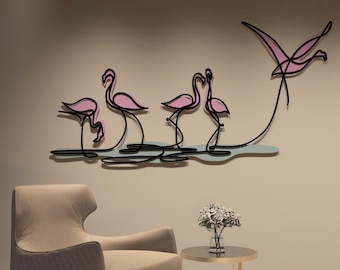 Flamingo Metal Wall Art: Colorful Outdoor Sculpture