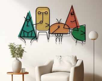 Abstract Family Faces Metal Wall Art: Modern Home Decor