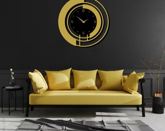 Minimalist Black Metal Wall Clock: Modern Oversize Design