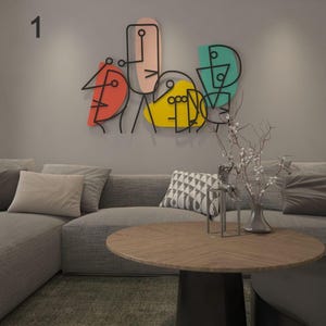 Familiengesichter Metallwandkunst, abstrakte Familienwandkunst, bunte Metallkunst, modernes Design, einzigartiges Wanddekor, modernes Wohndekor
