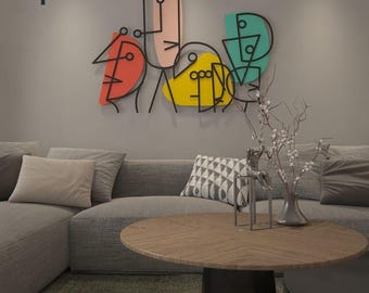 Abstract Family Faces Metal Wall Art: Modern Home Decor