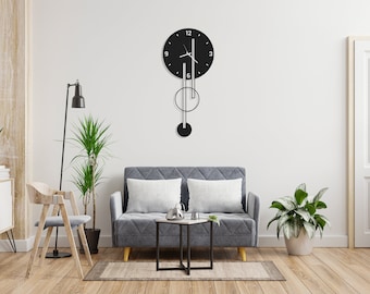 Minimalist Black Metal Wall Clock: Modern Geometric Design