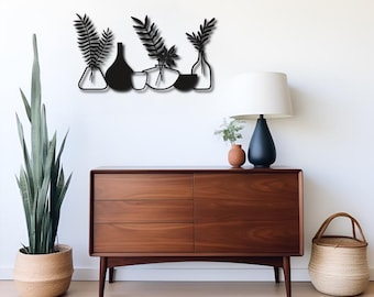 Metal Vase Wall Art: Modern Home Decor Sculpture