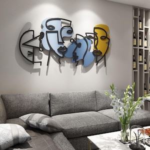 Diversity Wall Art, Faces Line Metal Wall Art, Colorful Metal Wall Decor, Unique Wall Decor, Colorful Wall Art, Modern Wall Art, Home Decor