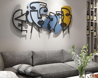 Diversity Wall Art, Faces Line Metal Wall Art, Colorful Metal Wall Decor, Unique Wall Decor, Colorful Wall Art, Modern Wall Art, Home Decor