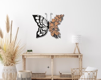 Butterfly Flower Metal Wall Art: Modern Home Decor