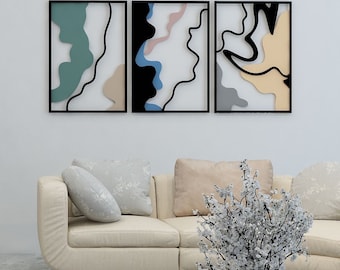 Abstract Metal Wall Art: Set of 3 Wavy Metal Sculptures