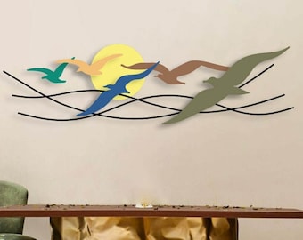 Colorful Birds Metal Wall Art: Modern Outdoor Garden Decor