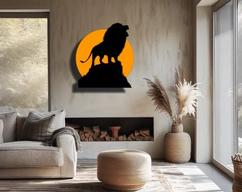 Lion Metal Wall Art: Modern Silhouette Sculpture