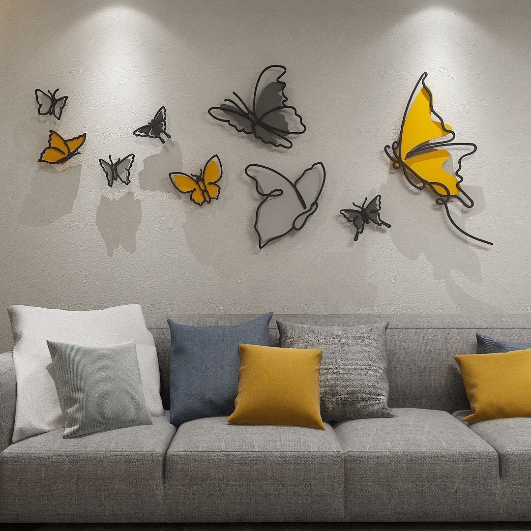 Butterflies, Metal Wall Art, Metal Art, Colored Metal Art, Modern