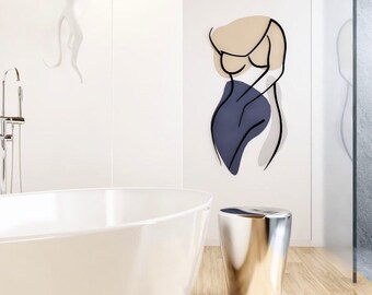 Abstract Woman Metal Wall Art: Modern Line Sculpture
