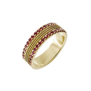 Bold Pavé Eternity Ring, 1.26 CTW Lab-Grown Rubies, Heavyweight Statement Band, Solid 14K Gold, NYC