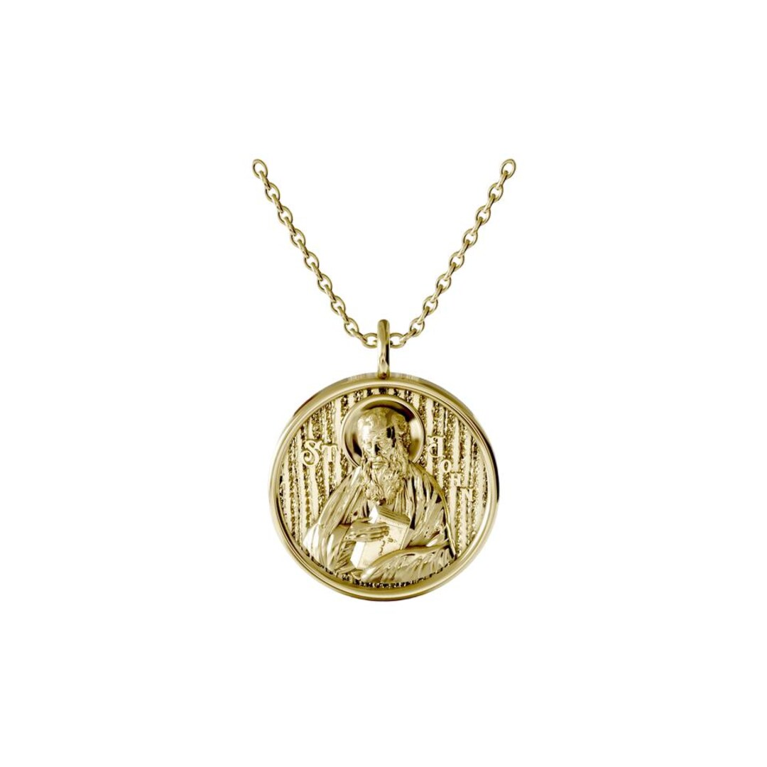 Solid Gold Saint John Pendant, Apostle of Love Medallion, 10K 14K 18K ...