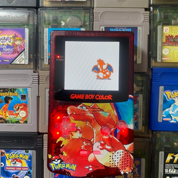 Gameboy Color Custom Modded with IPS Screen Charizard Edition