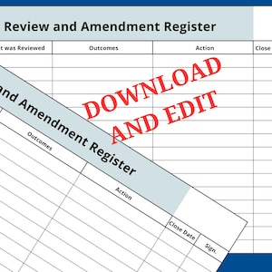 Review and Amendment Register Template for Businesses. Digital Form ...