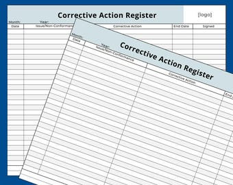 Corrective Action Register Template for businesses.  Digital Form used by NDIS providers, cleaning businesses, mechanics, factories etc
