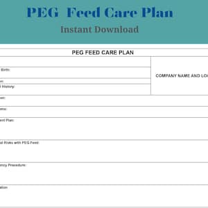 PEG Feed Care Plan Template Downloadable for NDIS/Aged Care/Disability Services