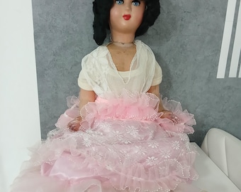 Grande Poupée Celluloïd Rodoid Milano Années 50 - 80 Cm, Fille, état D'usage