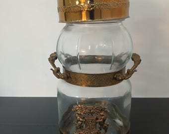 Seltene Amarene Fabbri Bologna Werbevase, Vintage-Glas, Messing, Original. In gutem Zustand, wie auf den Fotos abgebildet.