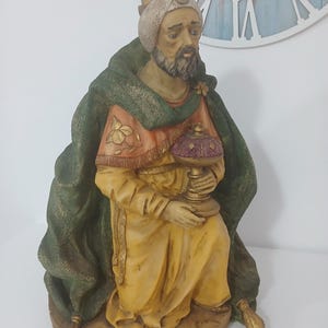 Melchiorre-Statue, 60 cm, Kunstharz, Bompiani 90, Vintage-Krippe, handgefertigt