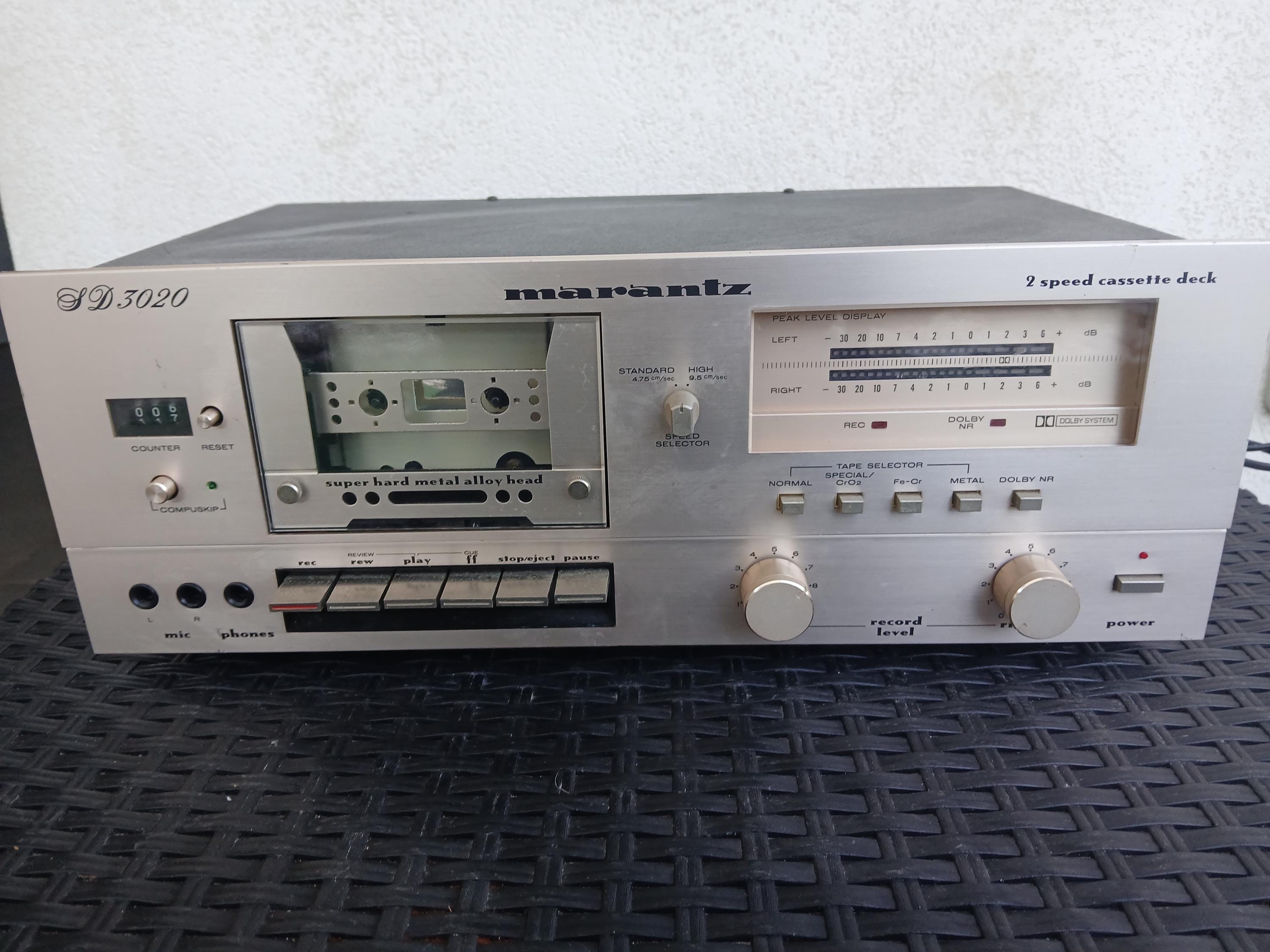 Marantz Cassette Deck 2 Speed SD 3020 Hifi Stereo Silver Vintage