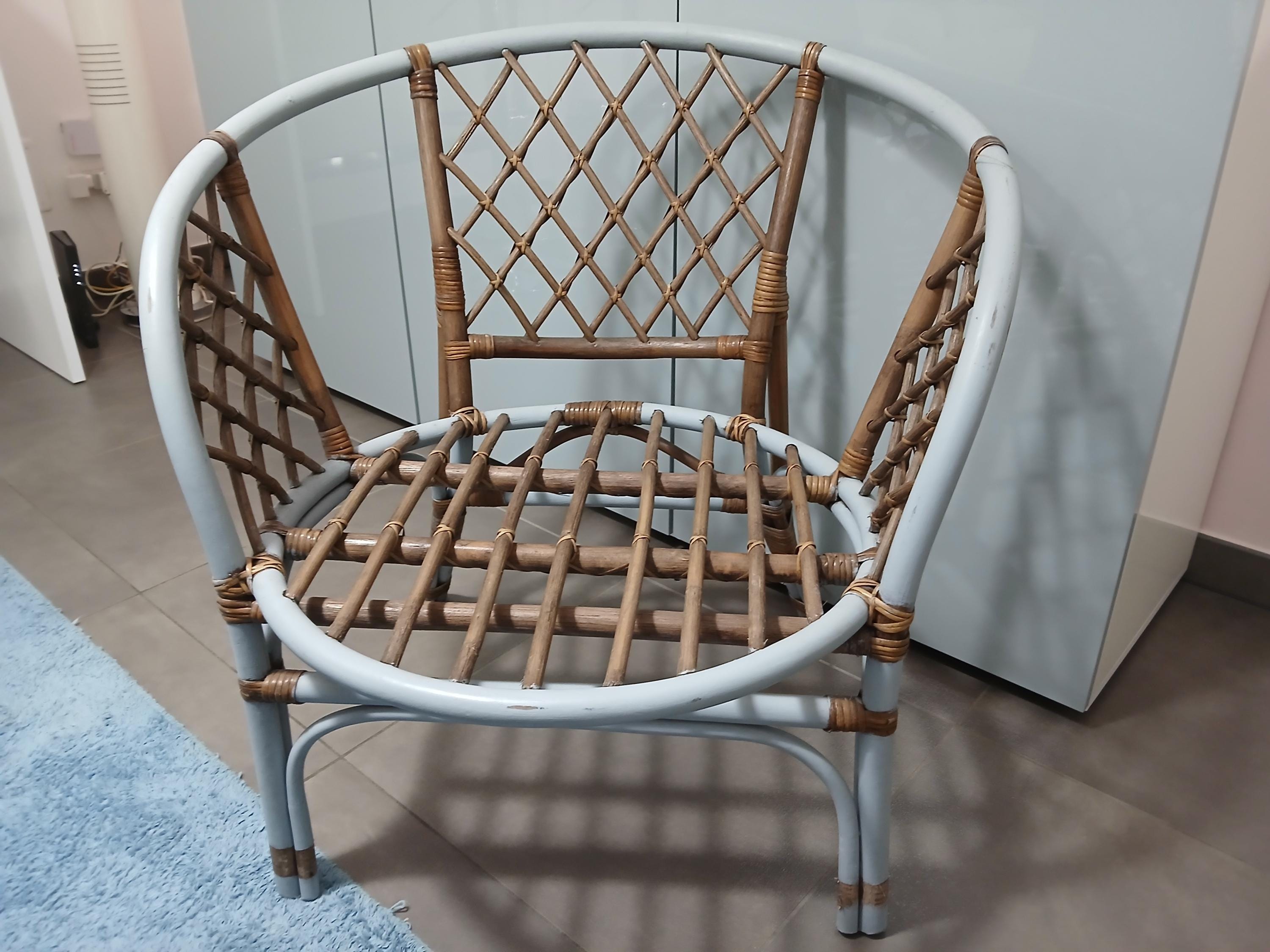 Paire De Fauteuils En Bambou Et Rotin