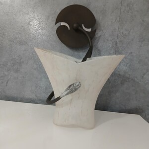 Wall Lamp Wall Sconce in White Glass and Metal 30 cm In good condition as per photo