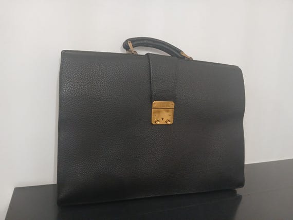 Borsa Cartella Dulles Vintage in Pelle Martellata Valigetta 24 Ore Nera In ottime condizioni come da foto