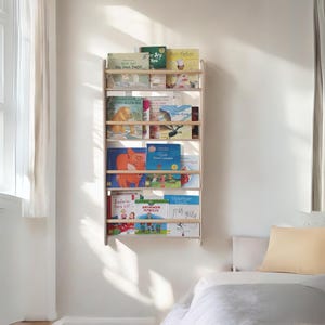 Modern wall-mounted bookshelf kid bedroom, Nursery wall-mounted bookshelf, Modern floating minimalist wall-mounted bookshelf Birthday Gift