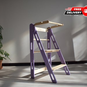 Bathroom Helper Stool, Montessori Tower Toddler Gift, Foldable Kitchen Tower, Learning Stool, Toddler Helper Chair, Children Safety Stool