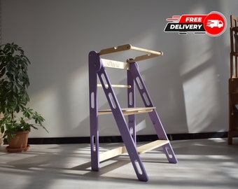 Badezimmer Helfer Turm, Montessori Hocker Kleinkind Geschenk, faltbarer Küchenturm, Lernhocker, Kleinkind Helfer Hocker, Kleinkind Sicherheitshocker