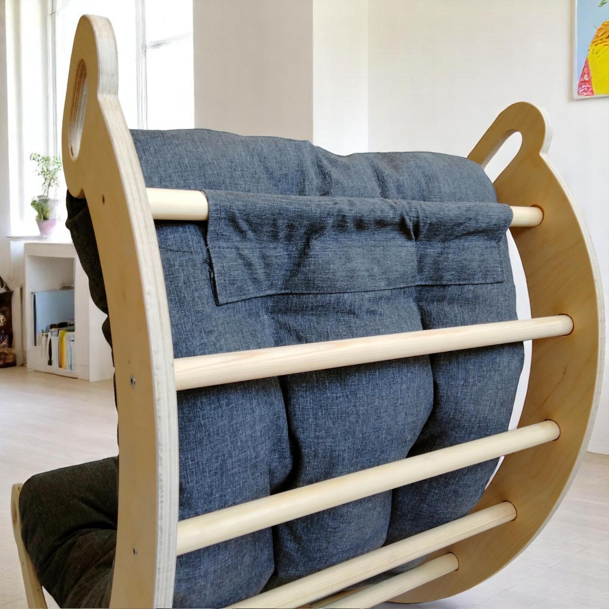 Toy Size Rocking Chair Cozy Wooden Rocker for Toddler: Plush Cushion Seat, Perfect for Reading ...