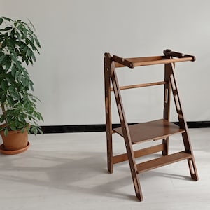 Helper Toddler Tower Height Adjustable, Foldable Step Stool, Montessori Helper Stool, Convertable Learning Ladder, Kids Gift Standing Tower
