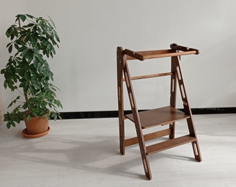 Taburetes altos plegables para interiores, silla de escalera multifuncional  de cocina, taburete de paso de bambú