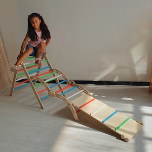 Climbing Set of 3! Foldable Climbing Triangle + Climbing Arch + Climbing Ramp, Montessori Climber Set, Toddler Climbing Gym, Toddler Gift