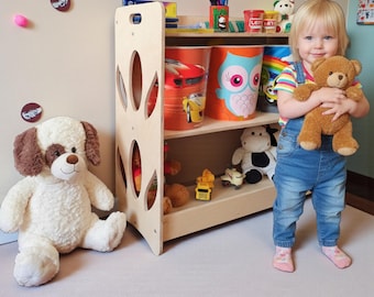 Montessori Toyshelf Handmade Gift for Christmas, Library Furniture Wooden Book Organizer, Nursery Display Shelf Storage for Xmas Present