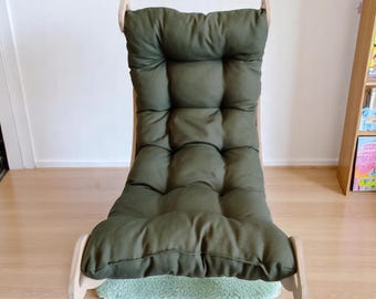 Comfy Wooden Rocker & Cushion for Children, Relaxing Wooden Rocking Chair for Kids, Perfect Reading Nook Chair Pillowed Green