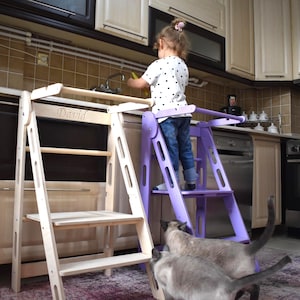 Kitchen Step Stool Toddler Gift, Foldable Kitchen Tower, Portable Thin Learning Stool, Kitchen Kid Ladder Foldable, Montessori Furniture