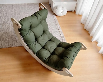 Solid Wood Toddler Rocking Chair with Padded Seat: Durable & Charming Rocker for Older Children, Ideal for Playroom or Bedroom.