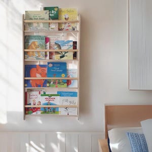 Modern floating minimalist wall-mounted bookshelf Birthday Gift, Front facing wall mount bookshelf kid bedroom, boy nursery floating shelves