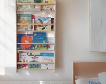 Modern floating minimalist wall-mounted bookshelf Birthday Gift, Front facing wall mount bookshelf kid bedroom, boy nursery floating shelves
