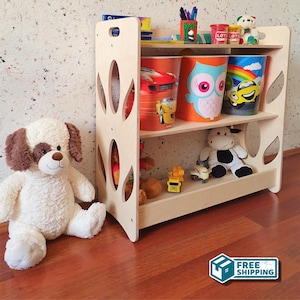 Montessori Toyshelf Handmade Gift for Toddler, Library Furniture Wooden Book Organizer Kid, Nursery Display Shelf Storage for children room