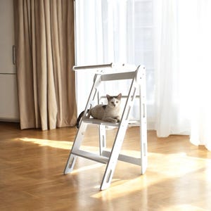 Mom&#39;s  Premium Helper Kitchen Ladder, Montessori Folding Toddler Tower, Children Safety Step Stool, Height Adjustable Birthday Gift for Kid