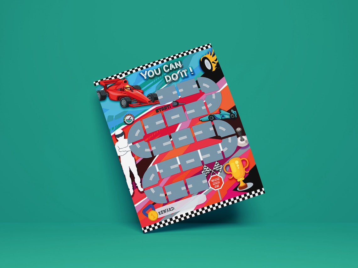 Printable Racing Car Reward Chart, Formula 1 Kids Behavior Chart Cars ...
