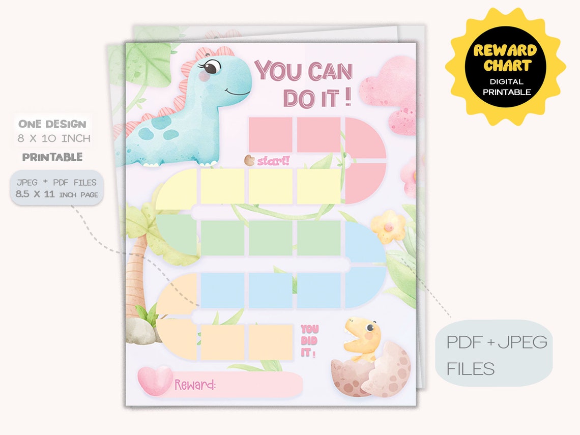 Printable Dinosaur Reward Chart Dinosaur Behavior Chart Kids - Etsy
