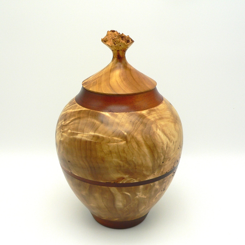 Large Hand Turned Poplar Burl Wood Urn - Urn for Ashes - Turned Wood ...