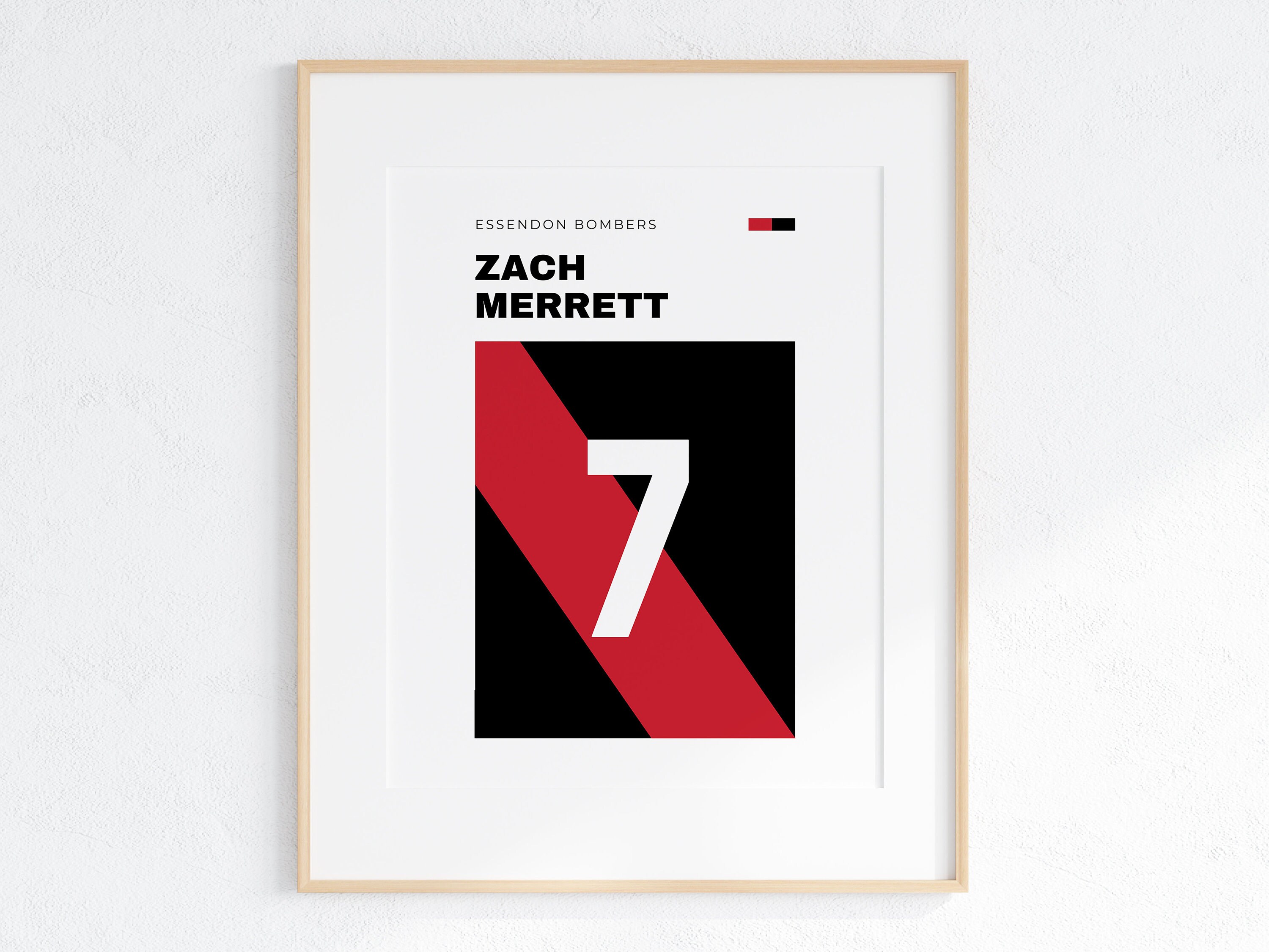 Zach Merrett Printable Digital AFL Wall Art Essendon Bombers Poster
