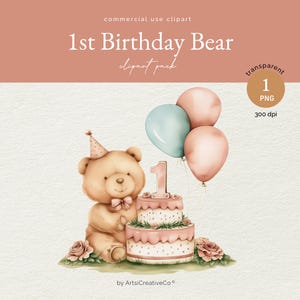 Ours en peluche ballon 1er anniversaire PNG, premier anniversaire, étape importante de bébé, un rose, 1er anniversaire de bébés filles, 1er an de bébé, 1er anniversaire de bébé