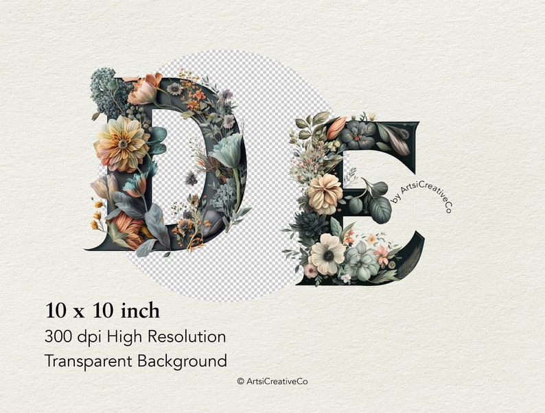 Floral Alphabets Letters Clipart PNG Bundle 26 Floral Letters - Etsy