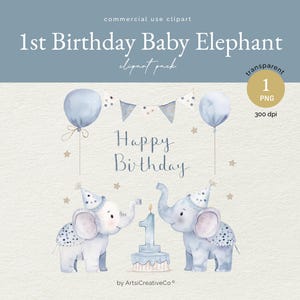 1er anniversaire de bébé éléphant PNG, premier anniversaire, étape importante de bébé, clipart chambre d'enfant, 1er anniversaire de bébé garçon, premier an de bébé, fabrication de cartes PNG